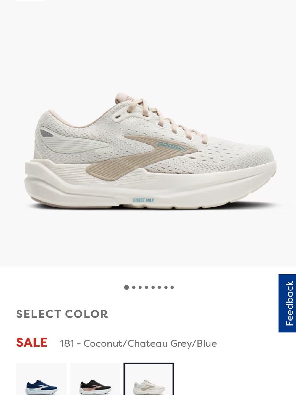 Brooks Ghost Max 3  UNISEX MAN-10 WOMEN- 11  Shoes — Coconut/Chateau Grey/B